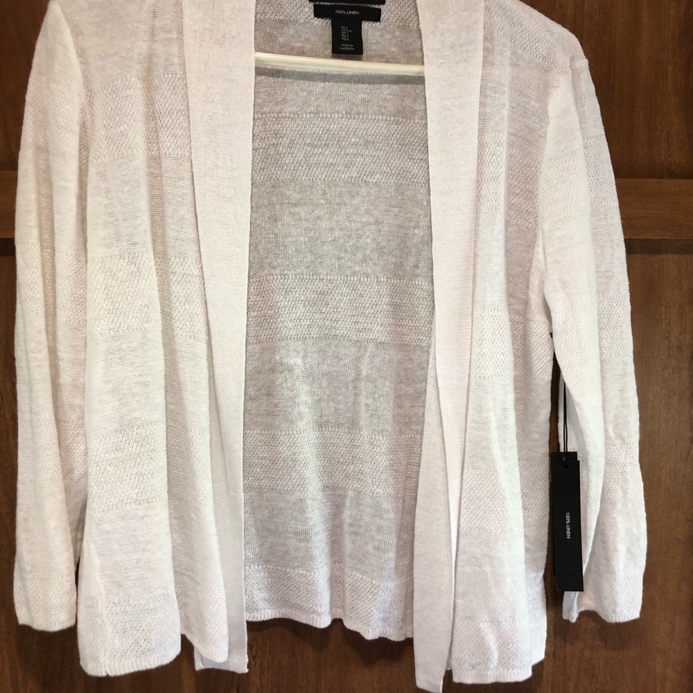 Tahari Cream Knit Cardigan Sweater